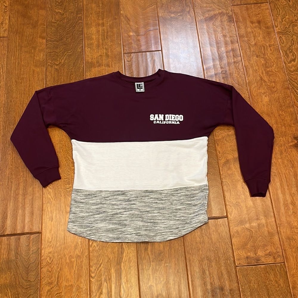 Liquid Energy Brand Spirit Jersey Style San Diego Pullover Maroon White & Gray